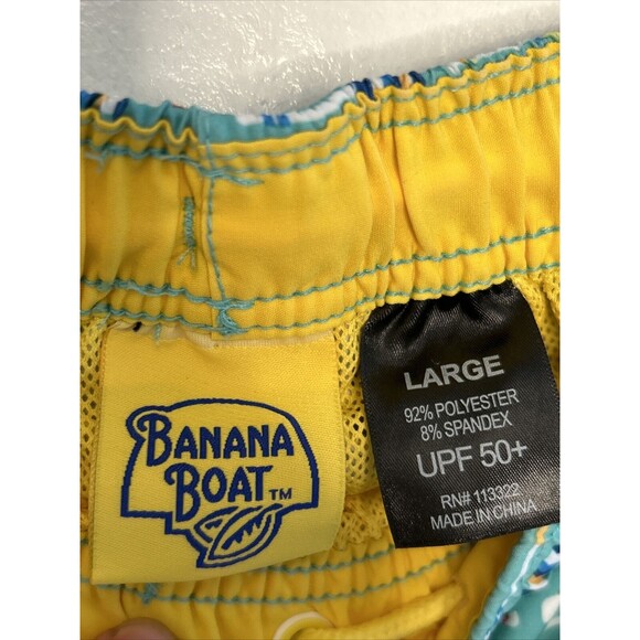 Swim Trunks Banana Boat UPF 50+ Mens Large Nautical Flag Preppy Charleston Blue - Picture 2 of 4